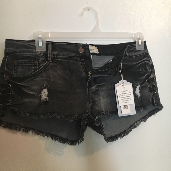 True Gyspy Pants - True Gyspy Black Distressed Shorts